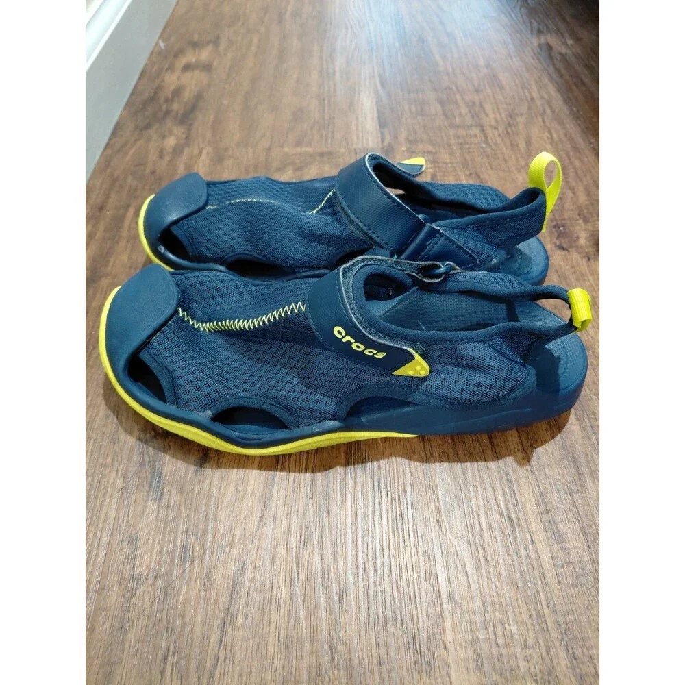 Crocs Swiftwater Mesh Wave Sport Sandals Slides Men Size 9 Blue Yellow